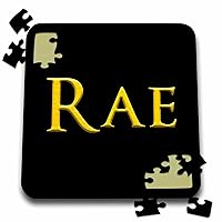 3dRose Rae Beautiful Girl Baby American Name. Yellow on Black Charm - Puzzles (pzl_354437_2)