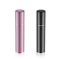 2Pcs 8ml mini perfume travel refillable atomizer cologne sprayer bottle perfume sampler travel essentials for women (Black&Pink)