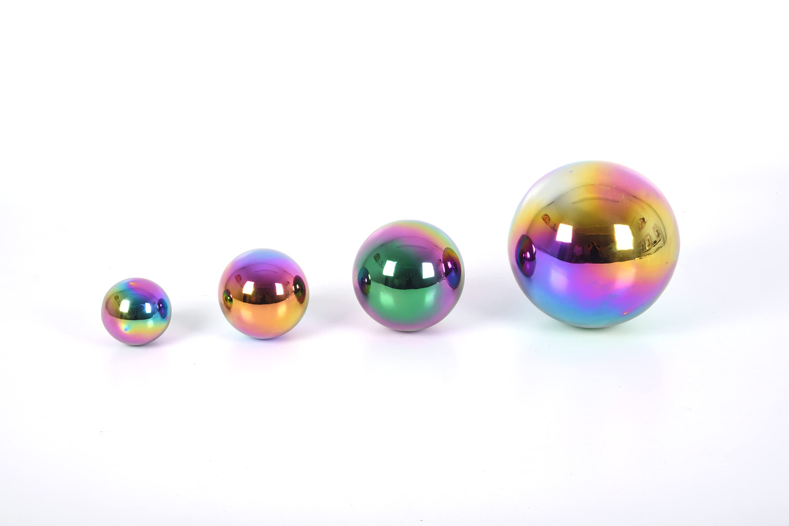 TickiT - 72221 Sensory Reflective Balls - Color Burst - Set Of 4 - Ages 0m+ - Mirrored, Iridescent Spheres For Babies And Toddlers - Calming Sensory Toy