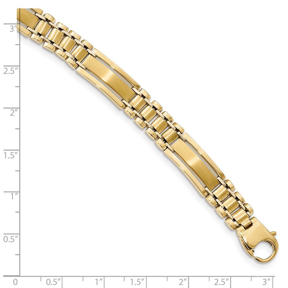 Jewels By Lux 14K Yellow Gold Two Toned Polished and Satin 8.5in Mens Link Bracelet