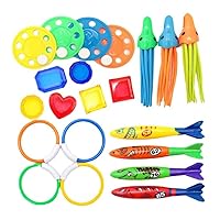 21PCS Pool Toys Set Diving Toys Children's Pool Play Water Swim Through Rings Pool Toys Game Set for Kids Adults and Family Dive Rings Toys