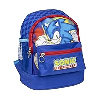 Sonic Trekking Style Backpack - Blue - 23 x 27 x 15 cm - Made of Polyester - Children's Backpack with Various Pockets - Adjustable Belt and Handles - Original Product Designed in Spain,
