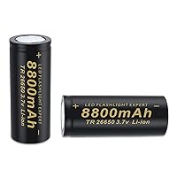 BENKIA 26650 Rechargeable Battery, 8800mah, high Capacity, 3.7 Volts 26650 Rechargeable Battery is Suitable for Electronic Devices Such as Strong Light flashlights(2 Pack)
