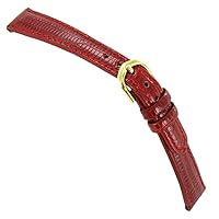 13mm T&C Genuine Lizard Ladies Red Padded Stitched Watch Band Strap Regular