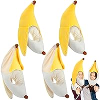 4 Pcs Halloween Cute Plush Peelable Fruit Hat Funny Cartoon Banana Costume Hat Headgear Novelty Banana Party Hat Dress up Accessory for Halloween Cosplay Party Photo Props Adult Gift