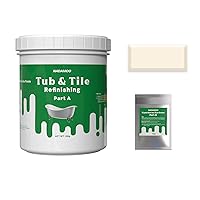NADAMOO Tub and Tile Refinishing Paint, Beige, 500g / 17.5 oz, DIY Bathtub Sink Reglaze Kit Countertop Resurface Kit for Bathroom Kitchen Porcelain Fiberglass, Semi-matte Coat