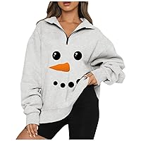 Pullover for Women Casual Hoodies 1/4 Zip Graphic Tshirt Long Sleeve Warm Plus Size Flannel Shirts for Women