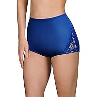 Shadowline Women's Nylon Full Brief Panty with Lace 3-Pack