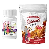 BariatricPal 30-Day Bariatric Vitamin Bundle (Multivitamin ONE 1 per Day! Capsule with 45mg Iron and Calcium Citrate Soft Chews 500mg with Probiotics - Caramel Apple)