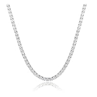 MDFUN Tennis Necklace 18K White Gold Plated | 5.0-6.0mm Round Cubic Zirconia Cut Faux Diamond Tennis Chain for Women and Men 14-24 inches