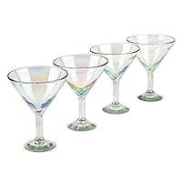 NOVICA Handmade Handblown Martini Clear from Tableware Drinkware Recycled 'Ethereal Glamour'(Set of 4)