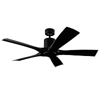 Aviator Smart Indoor and Outdoor 5-Blade Ceiling Fan 54in Matte Black with Remote Control (Light Kit Sold Separately) works with Alexa, Google Assistant, Samsung Things, and iOS or Android App