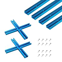 POWERTEC 72082 Double-Cut Profile Universal T-Track & Intersection Kit, 4pc 36 Inch Aluminum T Tracks with 2 Sets 3