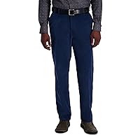 Haggar Men's Corduroy Expandable Waist Classic & Straight Fit Flat Front Pant