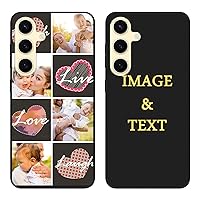 Personalized Phone Case for Galaxy S24 Plus 5G Customize Collage Photo Images Case Customized Text Soft Case Gift for Family Friends Women Photo Full Protective Cover Slim Fit Black I