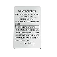 Xiahuyu Daughter Birthday Gift Engraved Wallet Insert Card for Daughter Graduation Gifts Inspirational Gifts for Daughter Mothers Day Gift Thanksgiving Gift Christmas Card Gift for Daughter