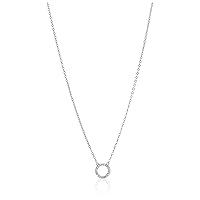 Amazon Collection 1/10th CT TW Diamond Geometric Circle Necklace in Sterling Silver, 18