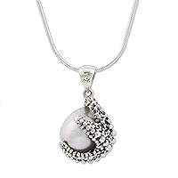 NOVICA Handmade Cultured Freshwater Pearl Pendant Necklace from Mexico .925 Sterling Silver Mabe Animal Themed Taxco Birthstone 'Loving Starfish'