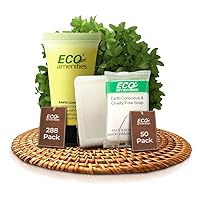 ECO amenities (Bundle - Travel Size Bar Soap (50pack) - Mini Soap Bars, Hotel Soap Bars, Travel Size Toiletries and Travel Size Shampoo and Conditioner Sets with Green Tea Scent(288 pack)