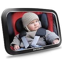 Autobase Baby Car Mirror | Shatterproof Baby Mirror for Car Seat Rear Facing with Wide Crystal Clear View | Fully Assembled Car Mirror for Baby | Newborn Essentials for Travel | Baby Registry Items