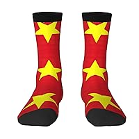 Vietnamese Flag Print Sport Socks Funny Socks For Men Women Unisex Adult Novelty Socks Long Tube Socks