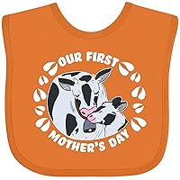 inktastic Our First Mother's Day with Black and White Holstein Cows Baby Bib
