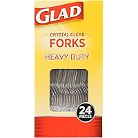 Glad Crystal Clear Plastic Forks | Clear, Heavy Duty Plastic Forks for Everyday Use| Glad Disposable Cutlery Plastic Forks | Strong Disposable Plastic Forks, 24 Count - 12 Pack