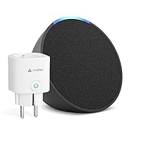 Echo Pop | Anthrazit + Meross Matter Smart Steckdosen, Funktionert mit Alexa - Smart Home-Einsteigerpaket