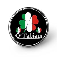 O'Talian Irish 4 Leaf Clover Italian Flag Round Brooch Pin Personalized Lapel Badge Jewelry for Hat Clothes Backpack Pins Decor