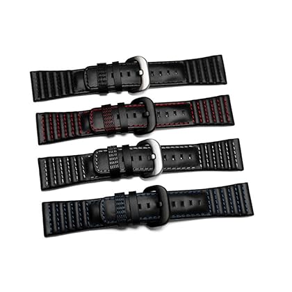 28mm Black Leather Watch Strap Band Buckle For SevenFriday P1 P2 P3 Watches (Orange) Black buckle