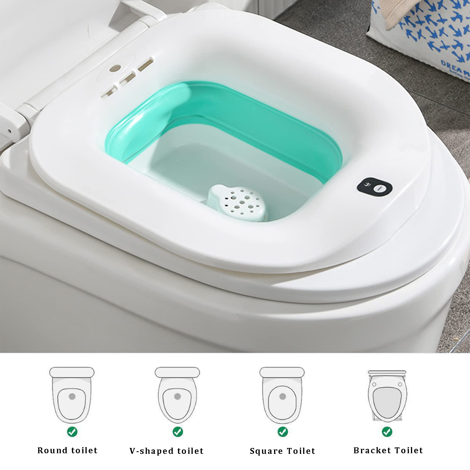 Electric Toilet Seat-Electric Sitz Bath for Hemorrhoids，Foldable Sitz Baths for Postpartum Care,Postpartum Care Steam Seat，Suitable for Pregnant Women, Elderly (Bubble Mode)
