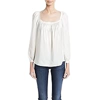 Rebecca Taylor Womens Charmeuse Pullover Blouse, White, Large