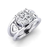 Double Heart Promise Engagement Ring 0.33 Cts Sim Diamond 14K White Gold Plated