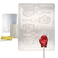 Cybrtrayd Boxing Glove Lolly Sports Chocolate Candy Mold, Includes 25 Lollipop Sticks, 25 Cello Bags and 25 Gold Twist Ties