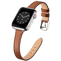 STIROLL Slim Leather Bands Compatible with Apple Watch Band 38mm 40mm 41mm 42mm 44mm 45mm 49mm, Top Grain Leather Watch Thin Wristband for iWatch Ultra SE Series 9/8/7/6/5/4/3/2/1