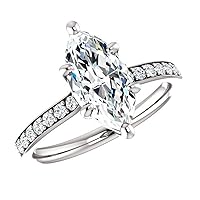 1.80Carat Marquise Moissanite Engagement Ring Wedding Eternity Band Vintage Solitaire 6-Prong Halo Setting Silver Jewelry Anniversary Promise Vintage Ring Gift by Neerja Jewels (7.5) (4.5)