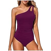 Tummy Control Bathing Suit for Women Slimming One Piece Swimsuits One Shoulder Swimwear Full Coverage Maternity Swimsuit