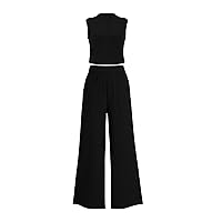 Pretty Garden Womens 2 Piece Summer Casual Tank Tops And Wide Leg Pants Tracksuits