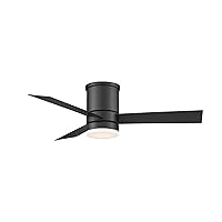 Axis Smart Indoor and Outdoor 3-Blade Flush Mount Ceiling Fan 44in Matte Black with 3000K LED Light Kit and Remote Control works with Alexa, Google Assistant, Samsung Things, and iOS or Android App