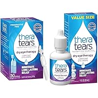 TheraTears Dry Eye Therapy Lubricating Eye Drops for Dry Eyes, Preservative Free Eye Drops, 30 Single-Use Vials & Dry Eye Therapy Eye Drops for Dry Eyes, 1.0 Fl Oz