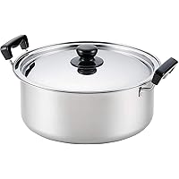 Yoshikawa SH9863 Double Handed Pot, 11.0 inches (28 cm), Stainless Steel, Simmered Pot, Mansa, Silver