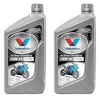 Valvoline 4-Stroke Motorcycle Full Synthetic 10W-40 Motor Oil 1 QT (Pack of 2)