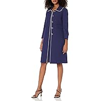 Women's Peter Pan Collar Framed Duster Jacket/Sheath Dress Suit