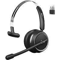 LEVN Wireless Headset with Microphone for PC, Bluetooth Headset with Mic & Mute Button, 65 Hrs Working Time Noise Cancelling Wireless Headset for Work from Home/Computer/Laptop/Call Center/Office