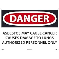 D22AD National Marker Danger Asbestos Sign -May Cause Cancer Causes Damage to Lungs Authorized Personnel Only, 20 Inches x 28Inches, 040 ALUM