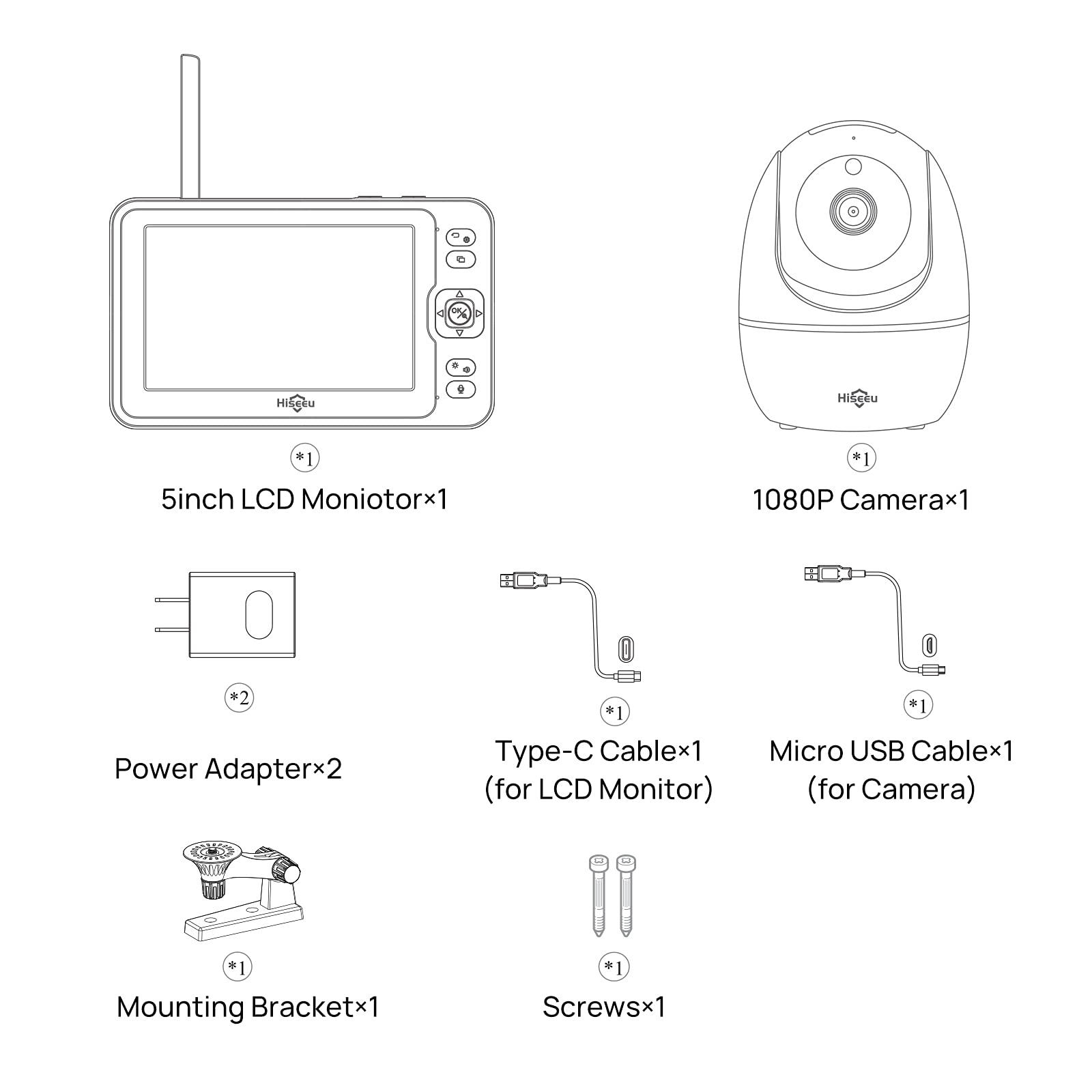 Hiseeu Baby Monitor with Remote Pan-Tilt-Zoom Camera,5