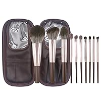 GMOIUJ 10 pieces of makeup brush set huge soft powder powder blusher eye shadow brush full set of beauty makeup brush