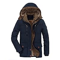 Men's Sherpa Fleece Lined Hooded Winter Coat Warm Puffer Jacket Thicken Cotton Coat with Hood