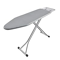 Foldable Ironing Board with Heat Resistant Cover, Steam Iron Rest and Non-Slip Legs - Sturdy Metal Frame (13 x 34 x 53 Inches) (Silver Gray)