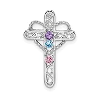 14k White Gold Polish Filigree 3-Stone Mothers Cross Pendant Mounting - 25mm (no stones included)